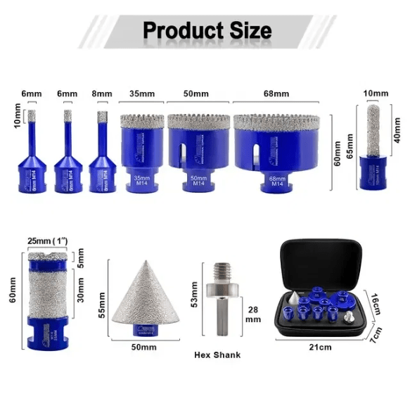 Diamond core drills for faience, terracotta, granite, porcelain SHDIATOOL