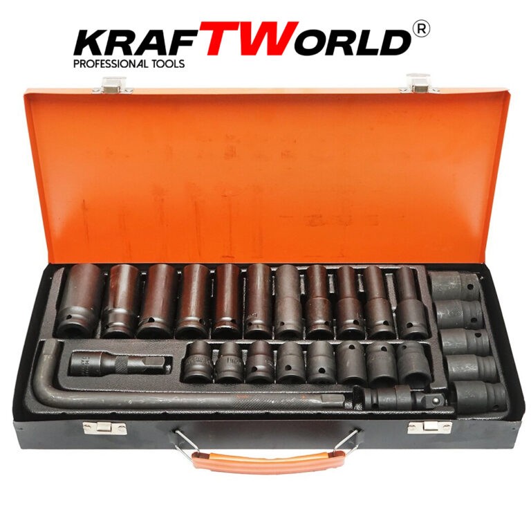 Impact socket set  27-piece – 1/2″, with extension and impact drive
